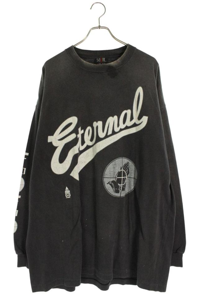 セントマイケル  フィアオブゴッド サイズ:ONE SIZE  SM-HR8-0000-C02 ヴィンテージ加工ロゴプリント長袖カットソー 中古 FK04