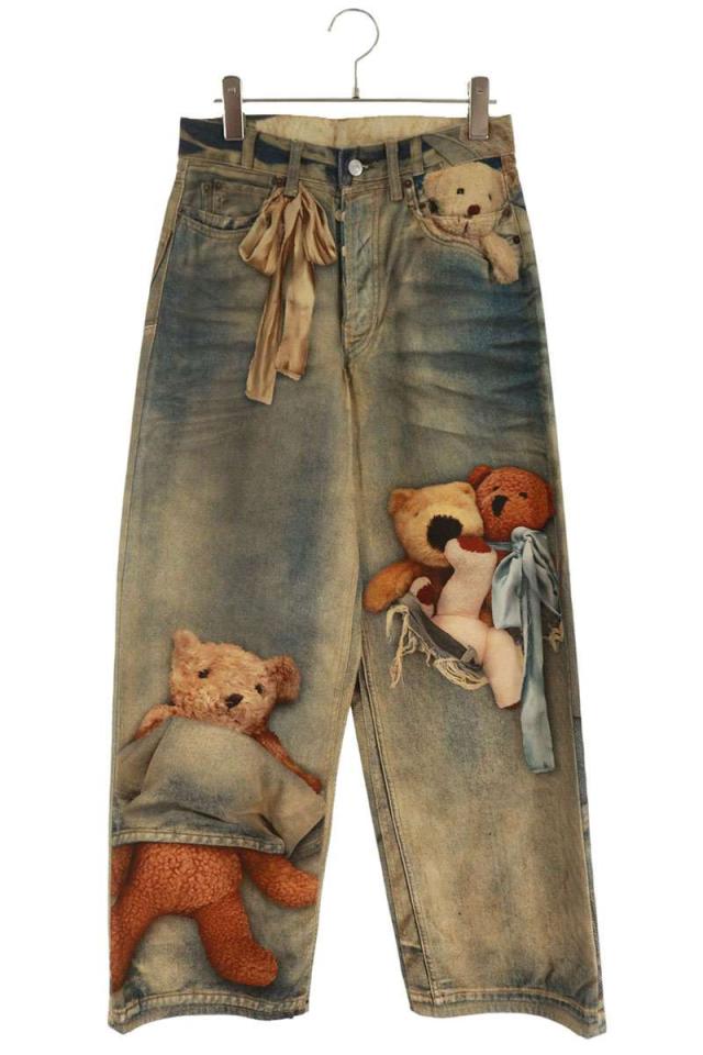 アクネストゥディオズ サイズ:XXS 26SS CK0138 テディベアプリントルーズフィットデニムパンツ 中古 SS13
