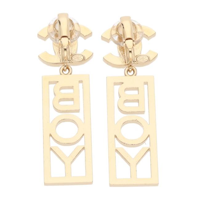 シャネル  ココマークラインストーンBOYプレートイヤリング 中古 OM10