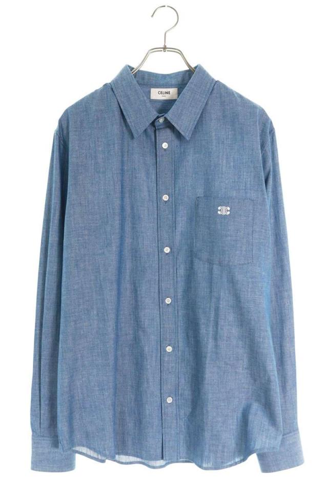 セリーヌ サイズ:41  25AW  2C982140O アナグラム刺繍シャンブレー長袖シャツ 新古品 SB01