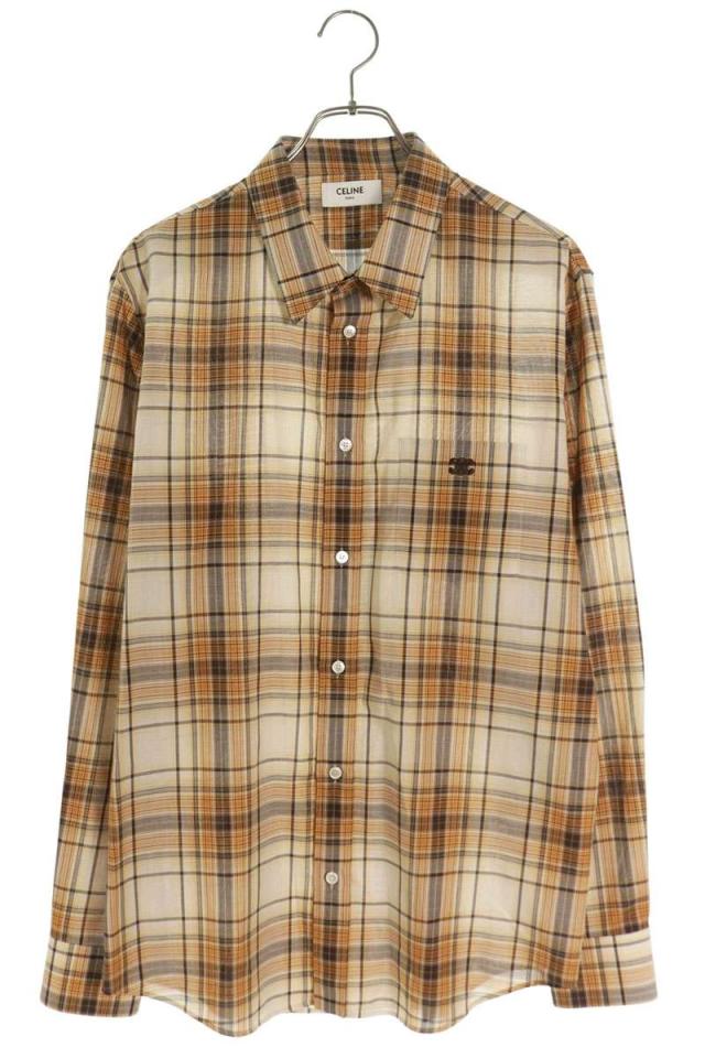 セリーヌ サイズ:40  25AW  2C9820W22 トリオンフルーズチェック長袖シャツ 新古品 SB01