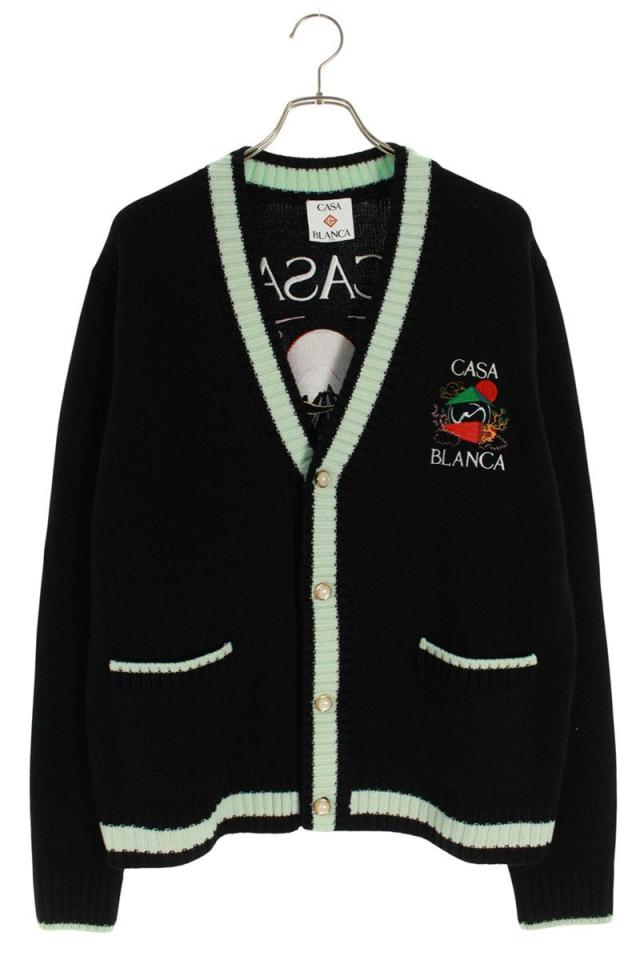 カサブランカ サイズ:L  25AW  MPF25KW1001 刺繍デザインバイカラーカーディガン 新古品 SB01