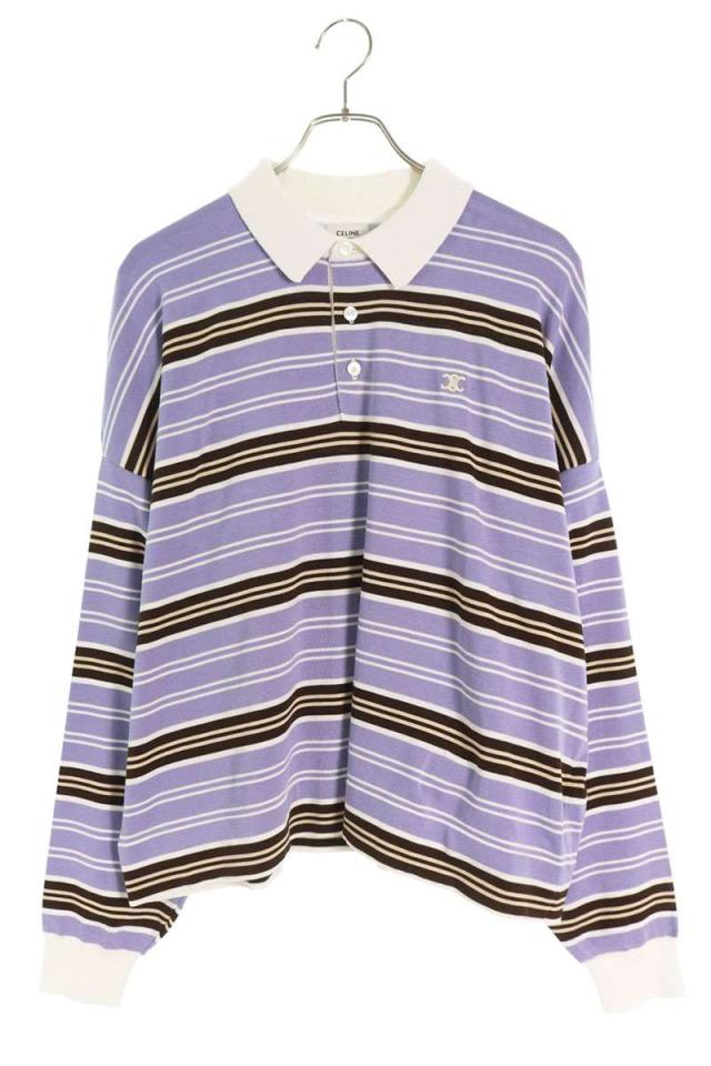 セリーヌ サイズ:M  25AW  RY0HV886Z トリオンフ刺繍ボーダーポロニット 新古品 SB01
