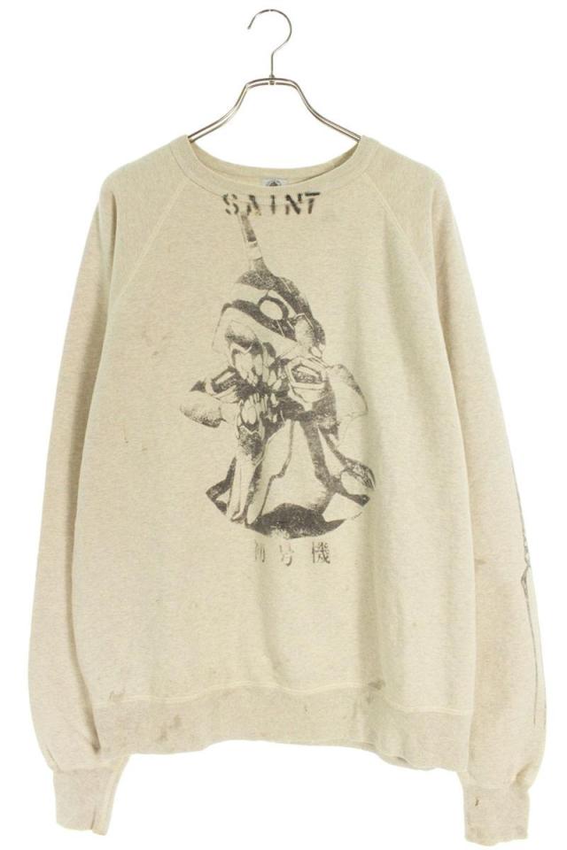 セントマイケル サイズ:XL  SM-A21-0000-055 ヴィンテージ加工キャラクタープリントスウェット 中古 SB01