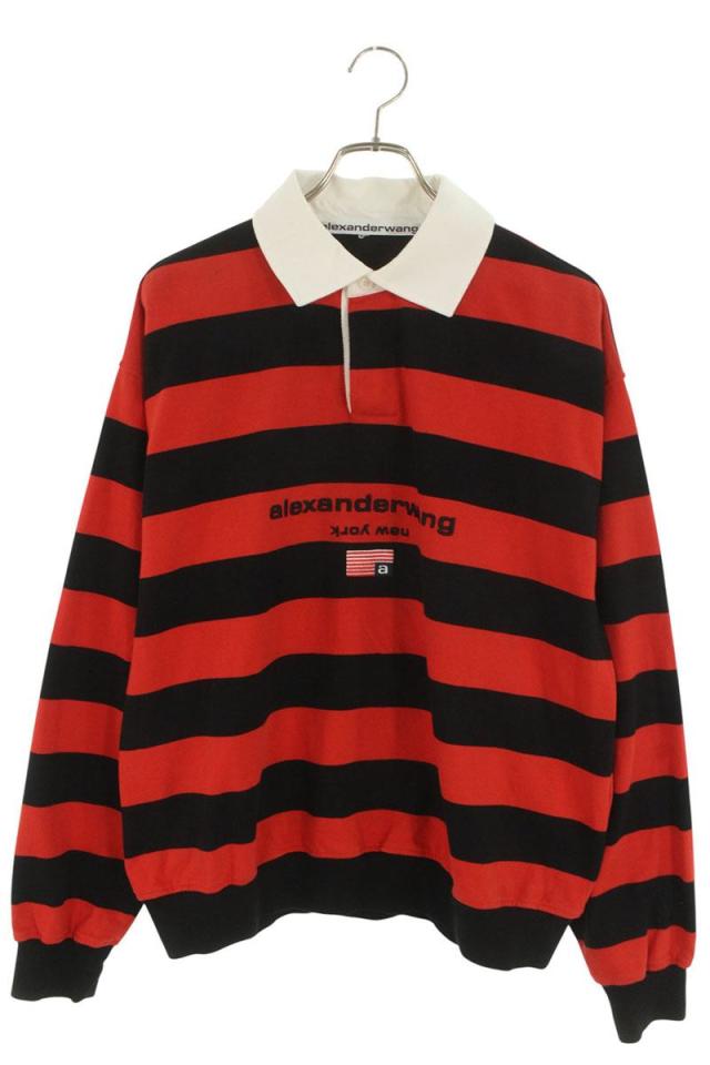 アレキサンダーワン サイズ:S ハーフボタンボーダーロゴスウェット 中古 BS99