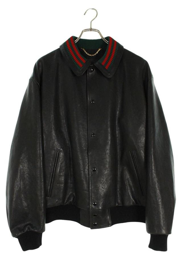 グッチ サイズ:50  746523 XN687 襟シェリーラインボンバーレザージャケット 中古 OM10