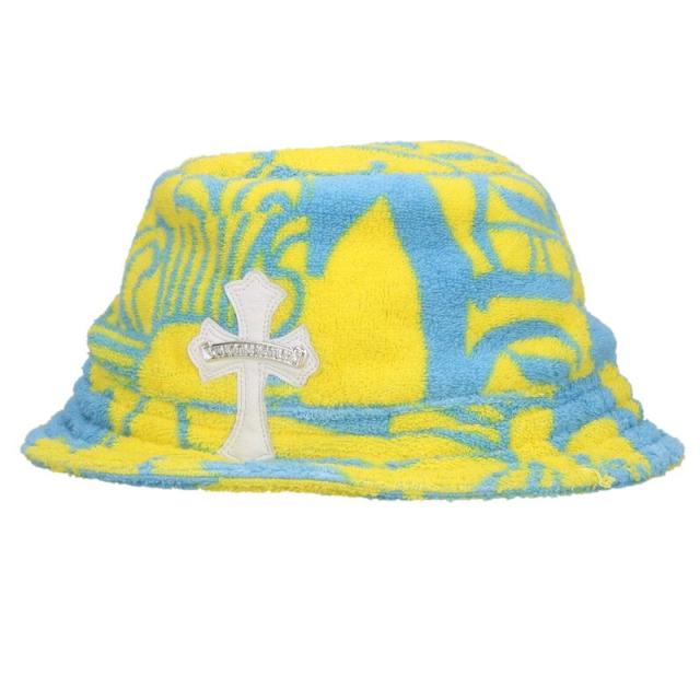クロムハーツ サイズ:L  HAT U CHUM FBRC クロスパッチ付きパイル総柄バケットハット 中古 SJ02
