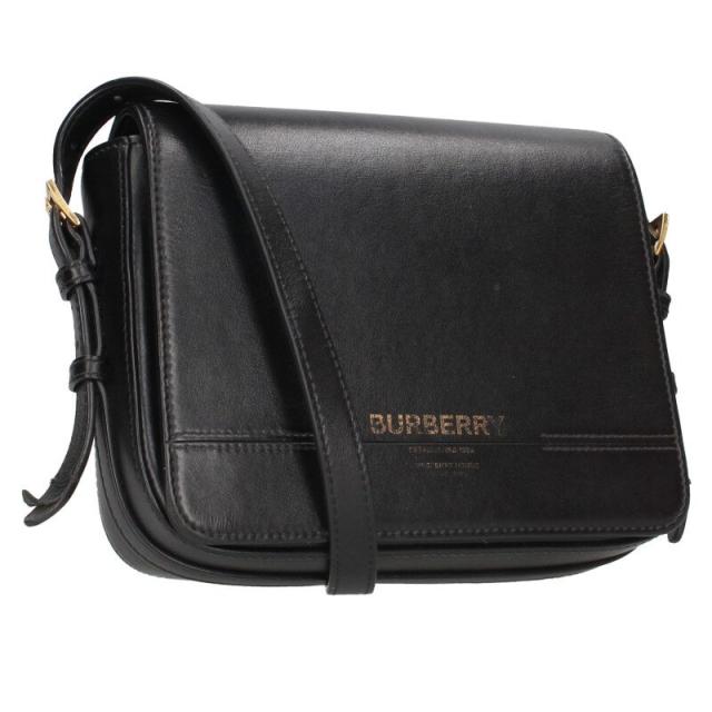 バーバリー   8067035 ロゴプリントレザーフラップショルダーバッグ 中古 BS99
