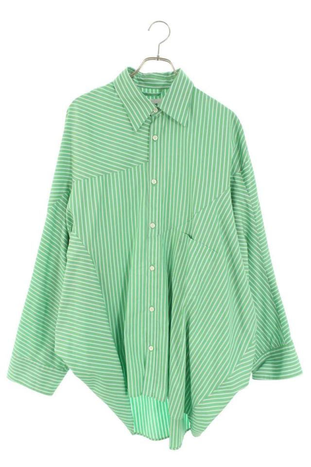 ダブレット サイズ:M  DISTORTED CUTTING SHIRT ディストーティドカッティングストライプ長袖シャツ 中古 BS99