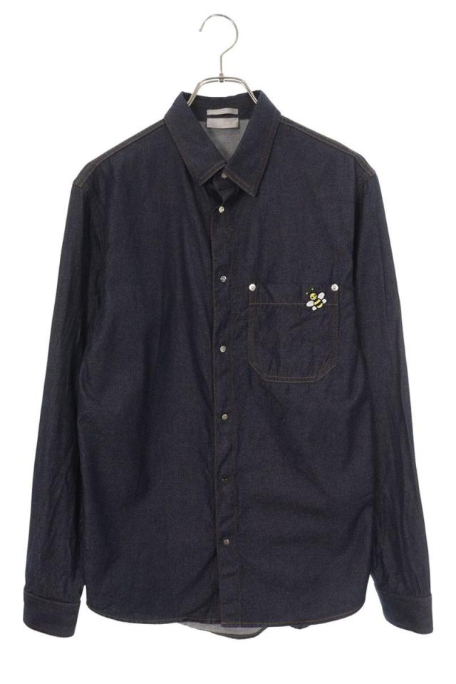 ディオール サイズ:38  19SS  933D580D4072 Bee刺繍デニム長袖シャツ 中古 BS99