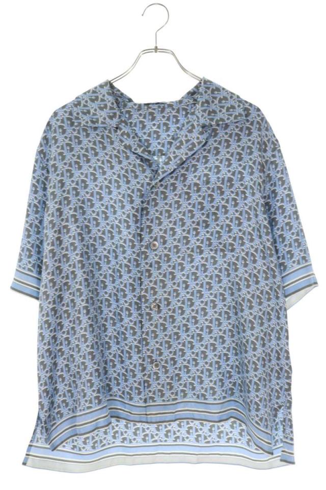 ディオール サイズ:41  013C549A4751 オブリーク総柄シルク半袖シャツ 中古 SB01