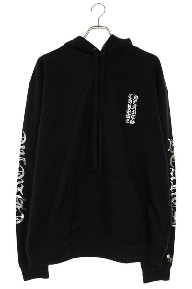 クロムハーツ サイズ:L  SWTSHRT PLVR プルオーバー オンライン限定袖英字プリントパーカー 中古 SJ02