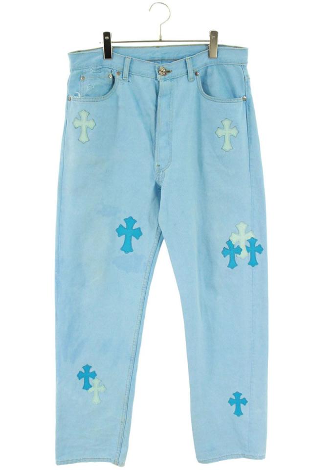 クロムハーツ サイズ:34インチ  U VNTG JEAN BLK RED TAB ドレイク DRAKE クロスパッチ付きデニムパンツ 中古 SJ02