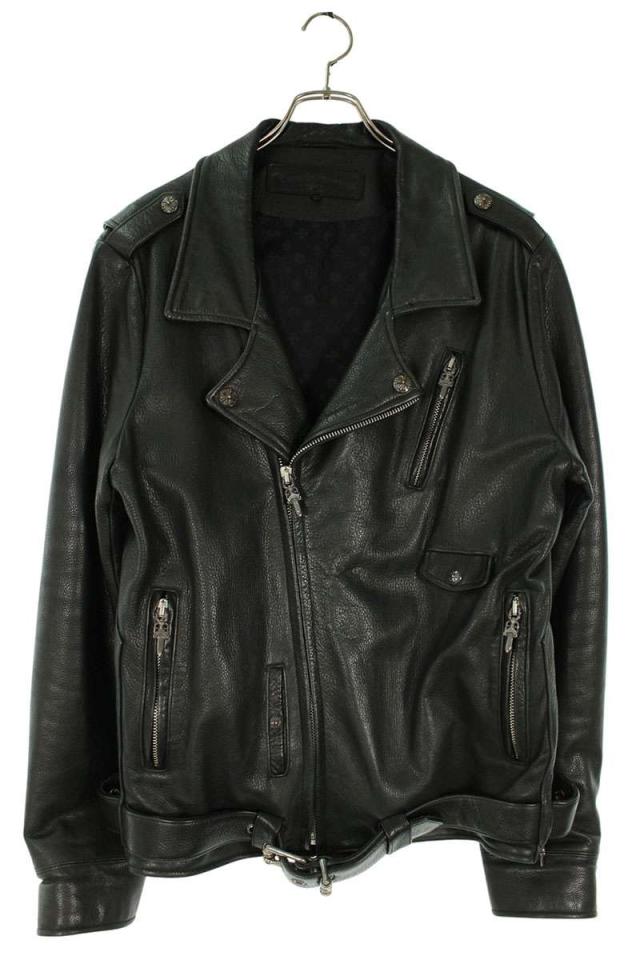 クロムハーツ サイズ:L  SLUFF LTHR VJ クロスボールボタンダブルライダースレザーレザージャケット 中古 SS07