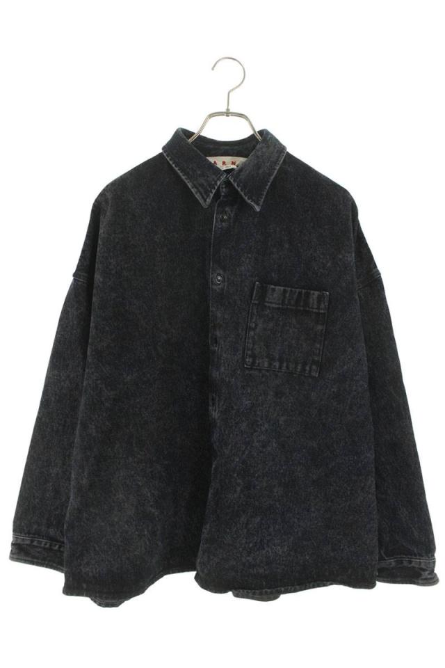 マルニ サイズ:48  CUJU0061A2 ブリーチ加工ボクシーシルエットデニム長袖シャツ 中古 BS99
