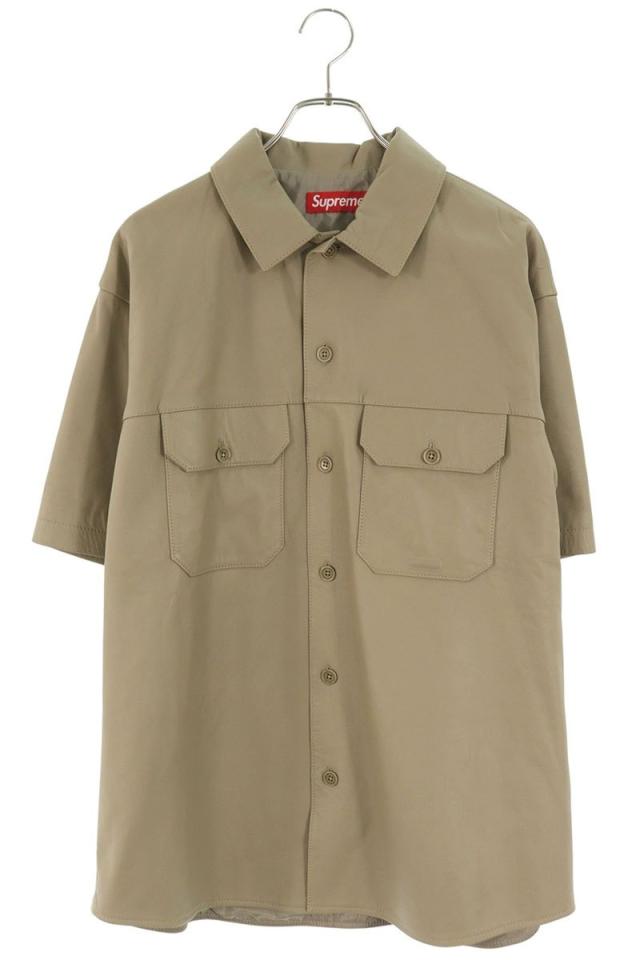 シュプリーム サイズ:M  23AW  S S Leather Work Shirt レザーワーク半袖シャツ 中古 BS99