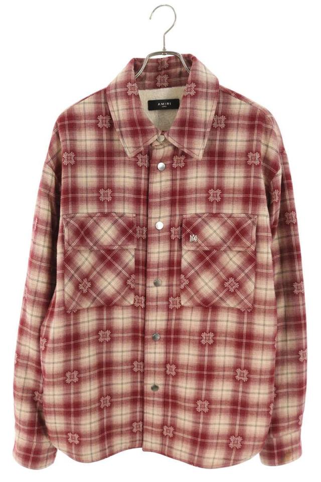 アミリ サイズ:L 裏地ボアチェック柄長袖シャツ 中古 SB01