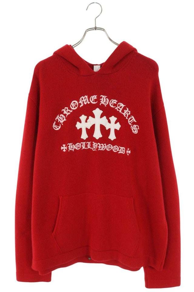 クロムハーツ サイズ:XL  SAILIN ON HD PLVR CHSMR クロスパッチ刺繍カシミアプルオーバーパーカー 中古 SJ02