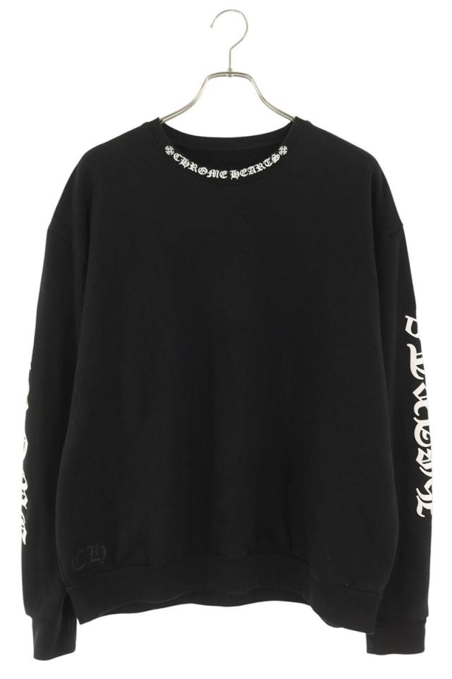 クロムハーツ サイズ:M  SWTSHRT PLVR ネックロゴプリントクルーネックスウェット 中古 OK15