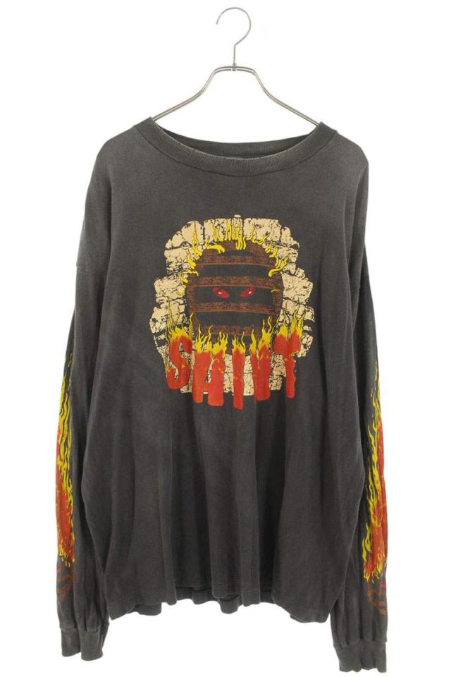 セントマイケル サイズ:XXL  24AW  SM-YS1-0000-015 LIVE IN HELLヴィンテージ加工長袖カットソー 中古 OM10