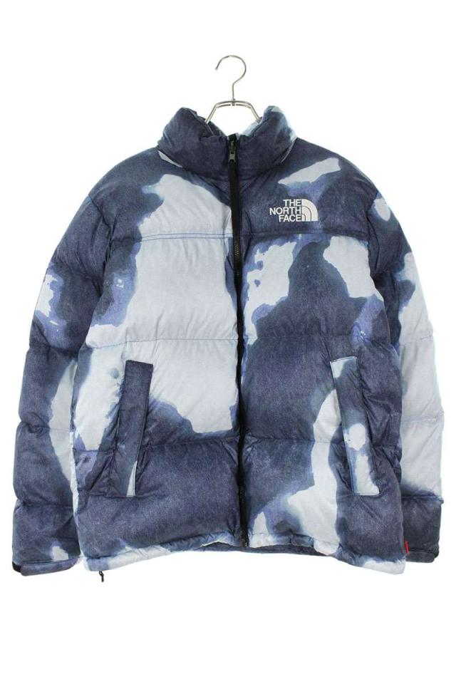 シュプリーム  ノースフェイス サイズ:L  Bleached Denim Print Nuptse Jacket タイダイヌプシダウンジャケット 中古 FK04