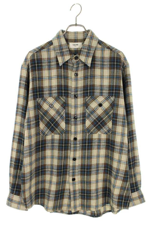 セリーヌ サイズ:37  2C40A969V.02NB チェック柄ルーズフィット長袖シャツ 中古 SB01