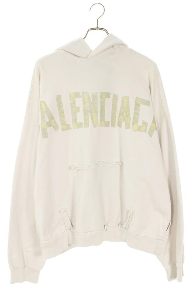 バレンシアガ サイズ:L  744441 TOVB1 クラッシュ加工テープタイプパーカー 中古 SB01