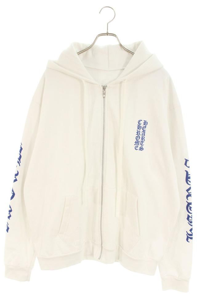 クロムハーツ サイズ:L  SWTSHRT HD ZIP アームロゴプリントジップアップパーカー 中古 SJ02