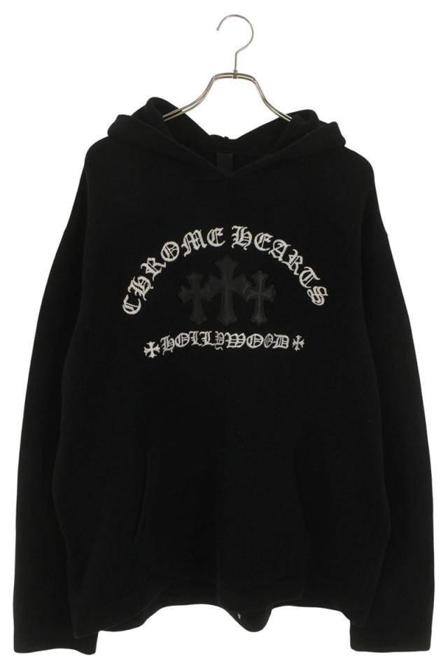 クロムハーツ サイズ:XL  SAILIN ON HD PLVR CHSMR セメタリークロスパッチカシミヤニットパーカー 中古 OK15