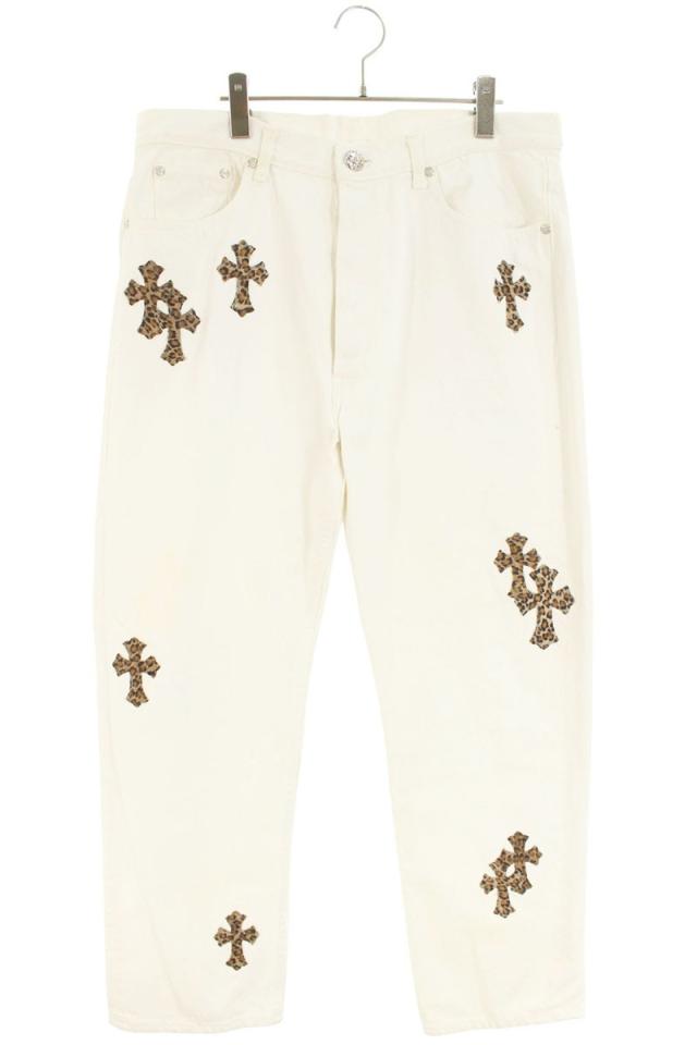 クロムハーツ サイズ:34インチ  U VNTG JEAN  RED TAB ハラコクロスパッチデニムパンツ 中古 SJ02
