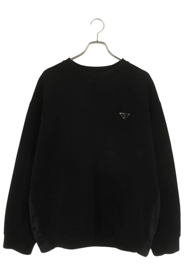 プラダ サイズ:L  UJL30A ロゴプレート素材切り替えクルーネックスウェット 中古 SS13