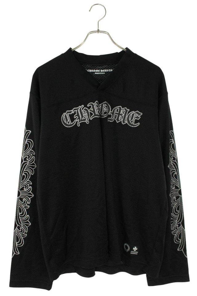 クロムハーツ サイズ:M  MESH WARM UP JERSEY CHプリントメッシュ長袖カットソー 中古 SJ02