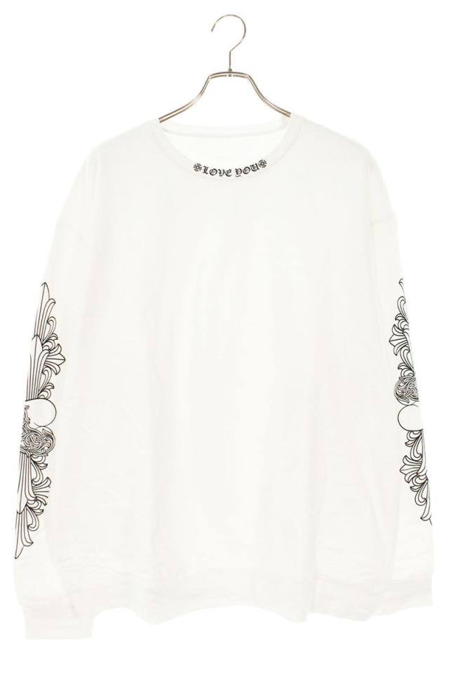 クロムハーツ サイズ:XL  SWTSHRT PLVR 袖フローラルハートラブユースウェット 中古 SJ02