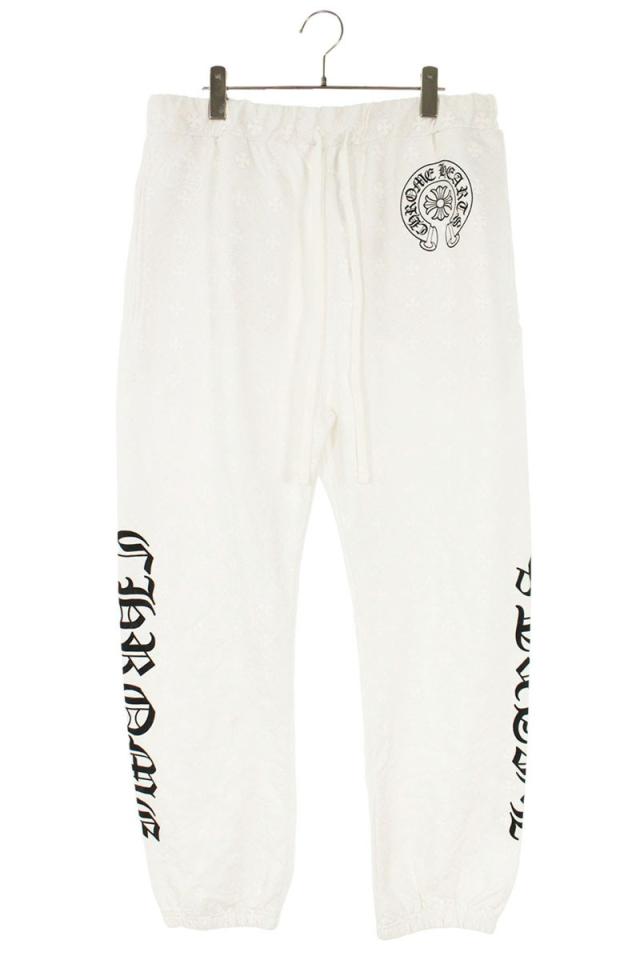 クロムハーツ サイズ:L  SWEAT PANTS セメタリークロス総柄プリントスウェットロングパンツ 中古 SJ02