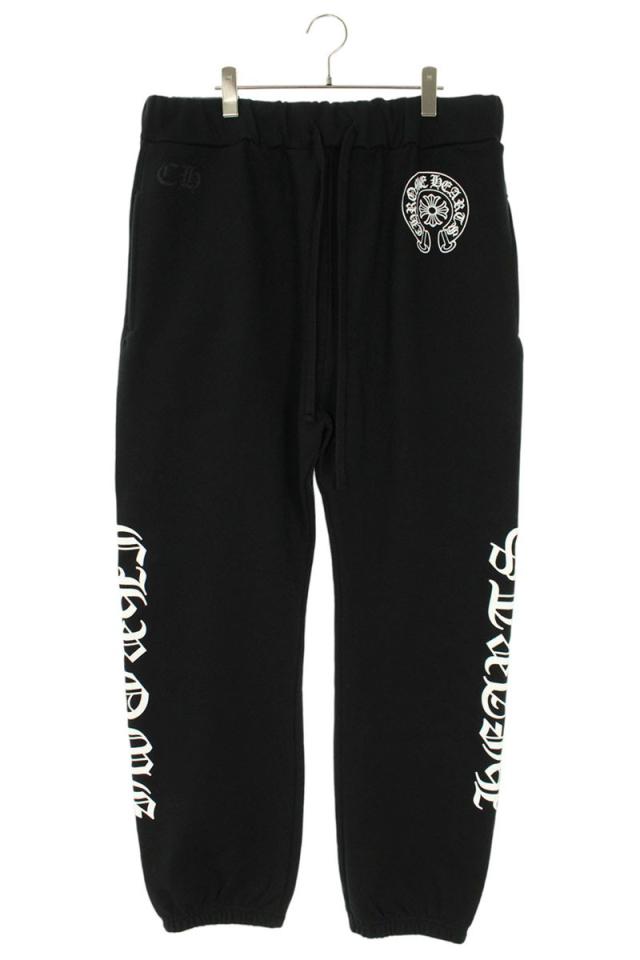 クロムハーツ サイズ:XL  SWEAT PANTS サイド英字プリントロングパンツ 中古 SJ02