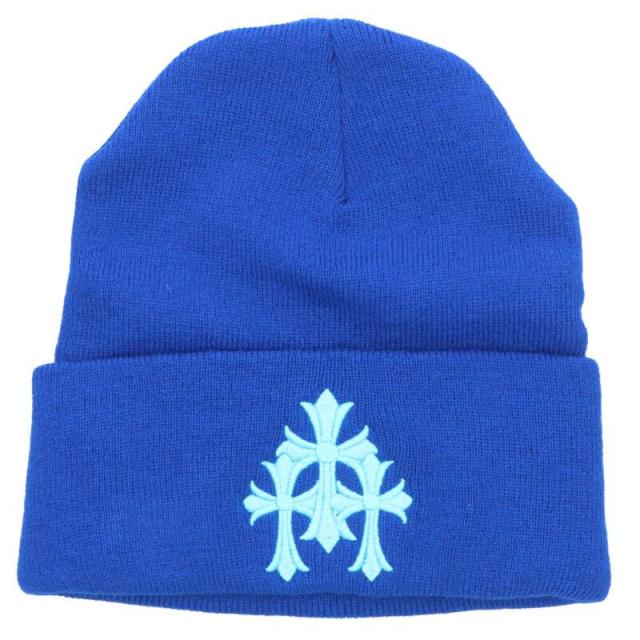 クロムハーツ サイズ:ONE SIZE  WOOL WATCH CAP セメタリー刺繍ニットキャップビーニー 中古 SJ02