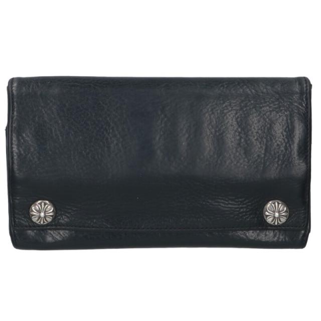クロムハーツ   LONG WALLET ロングウォレット クロスボタンレザーウォレット財布 中古 GZ11