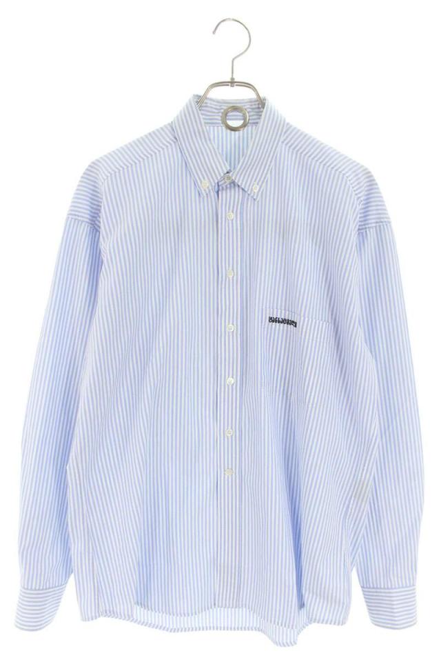 ヴェトモン サイズ:XS  USS196001 メタルリングボタンダウンストライプバックプリント長袖シャツ 中古 BS99