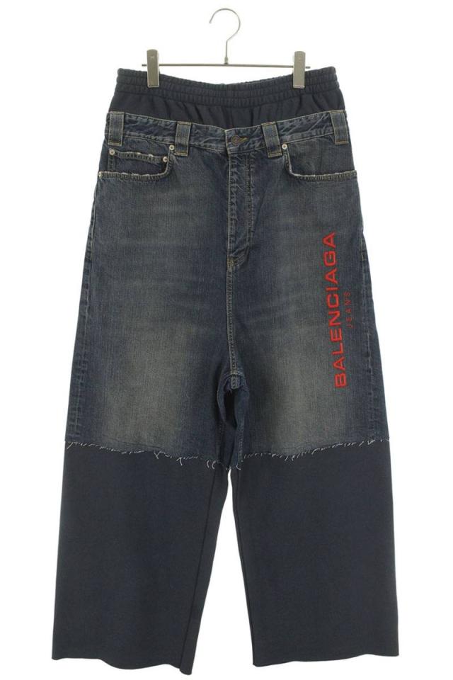 バレンシアガ サイズ:S  831646 TSW71 ロゴレイヤードバギーデニムパンツ 中古 SB01