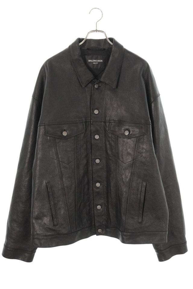 バレンシアガ サイズ:S  697776 TMS03 ボクシー トラッカーレザージャケット 中古 SB01