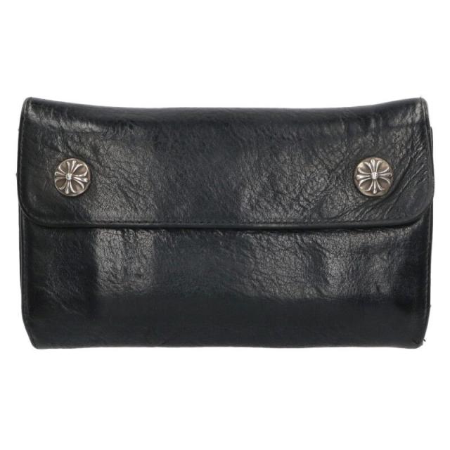 クロムハーツ   WAVE CROSS BALL ウェーブ クロスボールボタンレザーウォレット財布 中古 SJ02