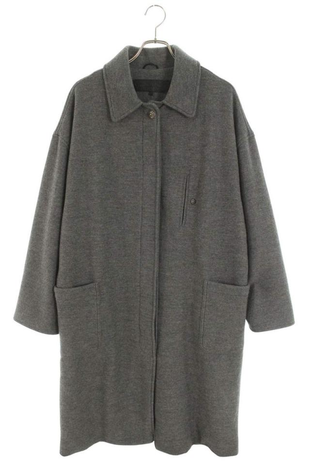 クロムハーツ サイズ:L  DELANCYE デランシー クロスボタンウールロングコート 中古 SJ02