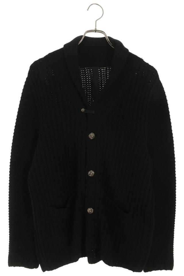 クロムハーツ サイズ:M クロスボールボタンショールカラーカシミアニットカーディガン 中古 SJ02
