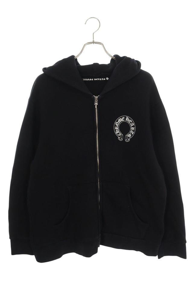クロムハーツ サイズ:L  ジップ  SWTSHRT HD ZIP 袖フローラルバックアーチロゴジップパーカー 中古 OK15
