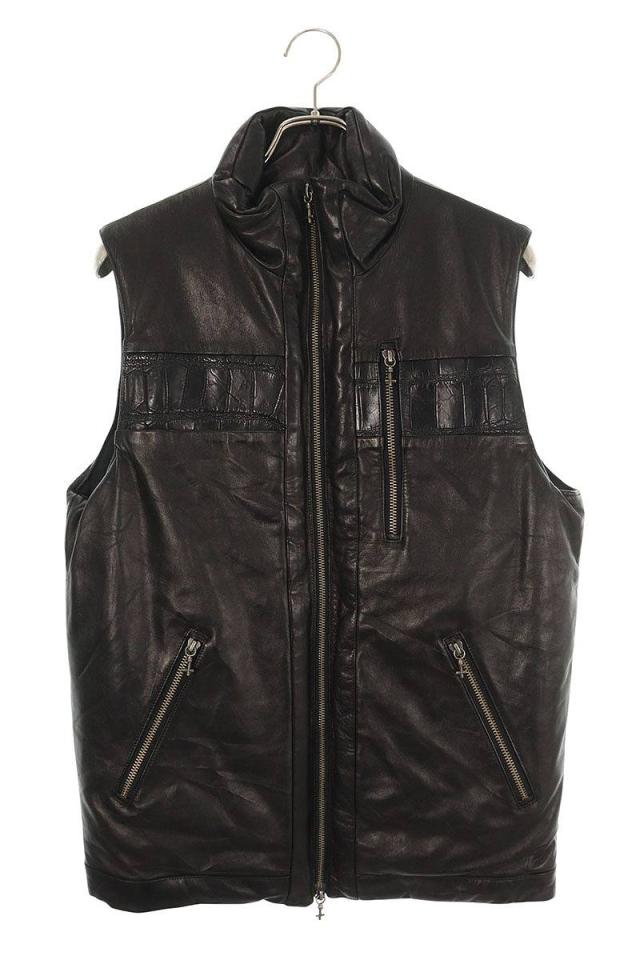 アイファニー サイズ:XL クロコ切替レザーダウンベスト 中古 BS99