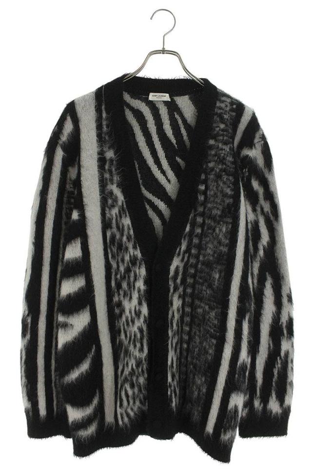 サンローランパリ サイズ:L  690064 Y75KD パッチワークジャングルニットカーディガン 中古 OM10