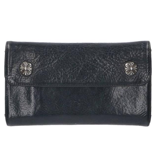 クロムハーツ   WAVE CROSS BALL ウェーブ クロスボールボタンレザーウォレット財布 中古 NO05