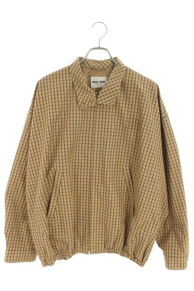 ミュウミュウ サイズ:42  ML1066 SOOO 15AJ チェック総柄ジップアップブルゾン 中古 SB01