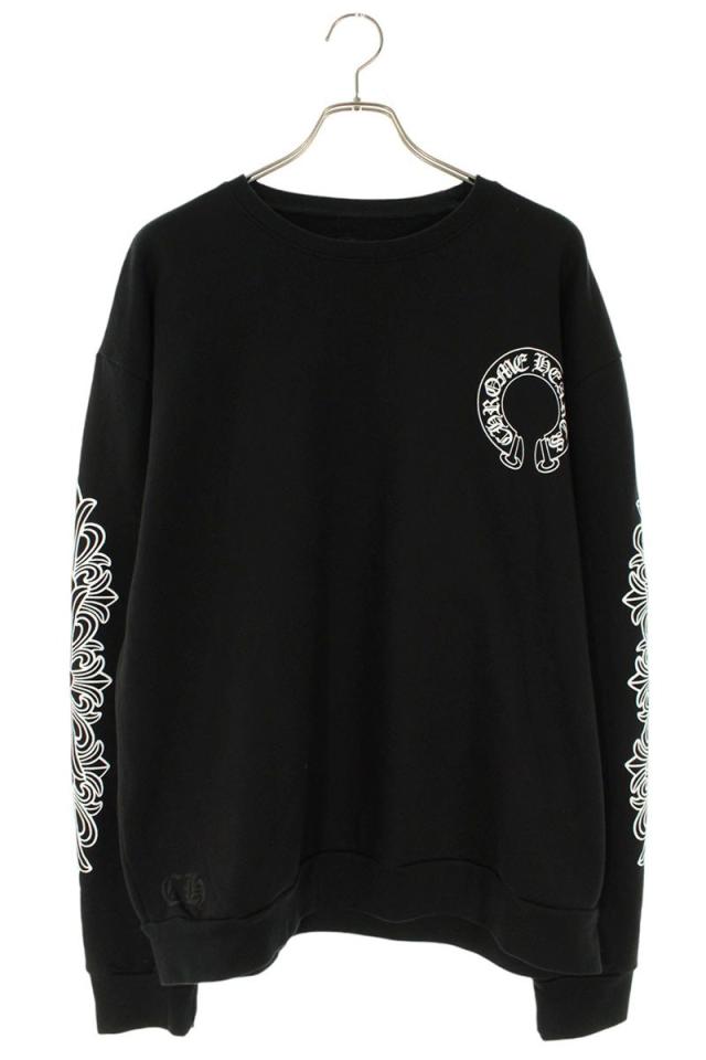 クロムハーツ サイズ:L  SWTSHRT PLVR 袖フローラルバックホースシュープリントスウェット 中古 NO05