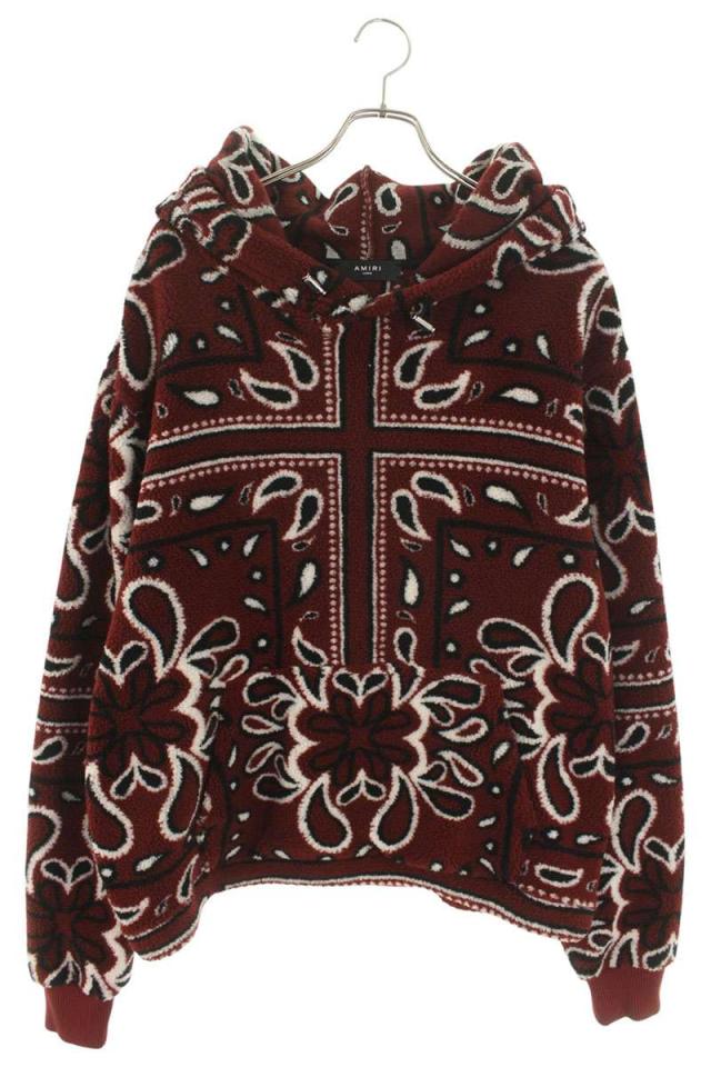 アミリ サイズ:L  21AMME010 バンダナ総柄ボアフリースプルオーバーパーカー 中古 OM10